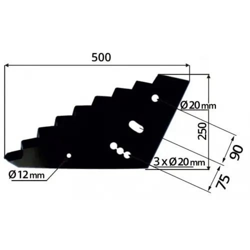Nóż do paszowozu 500x8 mm, mały Sano, Mayer wzmocniony zamiennik średnica otworu 20 mm ZAMIENNIK 1050622 Nie przegap