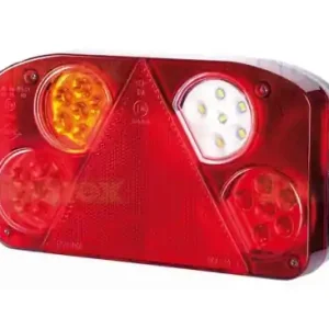 Łatwy zwrot LED LAMPA ZESPOLONA, Funkcje: 6, Hamulec / Tylna / Obrysowa / Przeciwmgielna / Cofania / Tablica Rejestracyjna, lewa, 12-24V